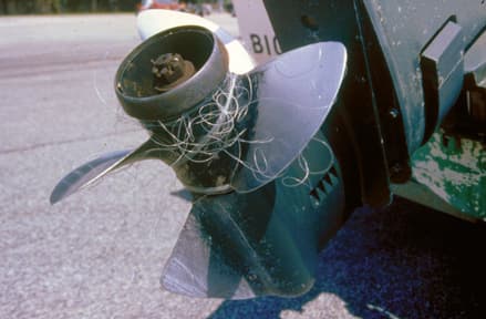 Fishing line tangled ona propeller