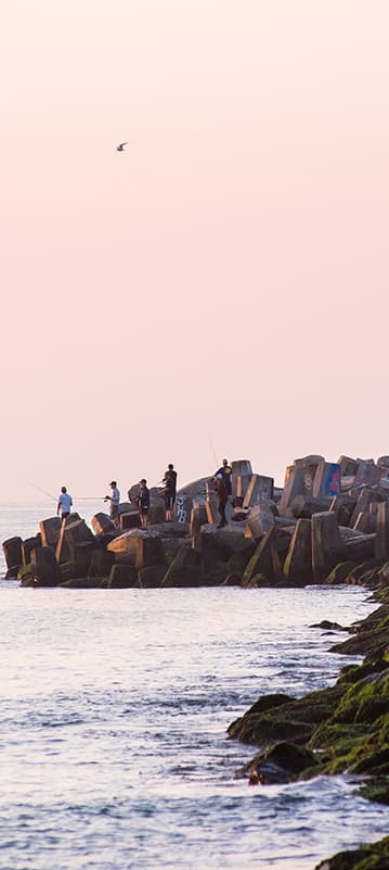 An image of several fishers on a jetty