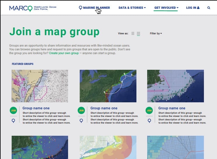 Mid-Atlantic Ocean Data Portal to Launch New Map Groups Feature