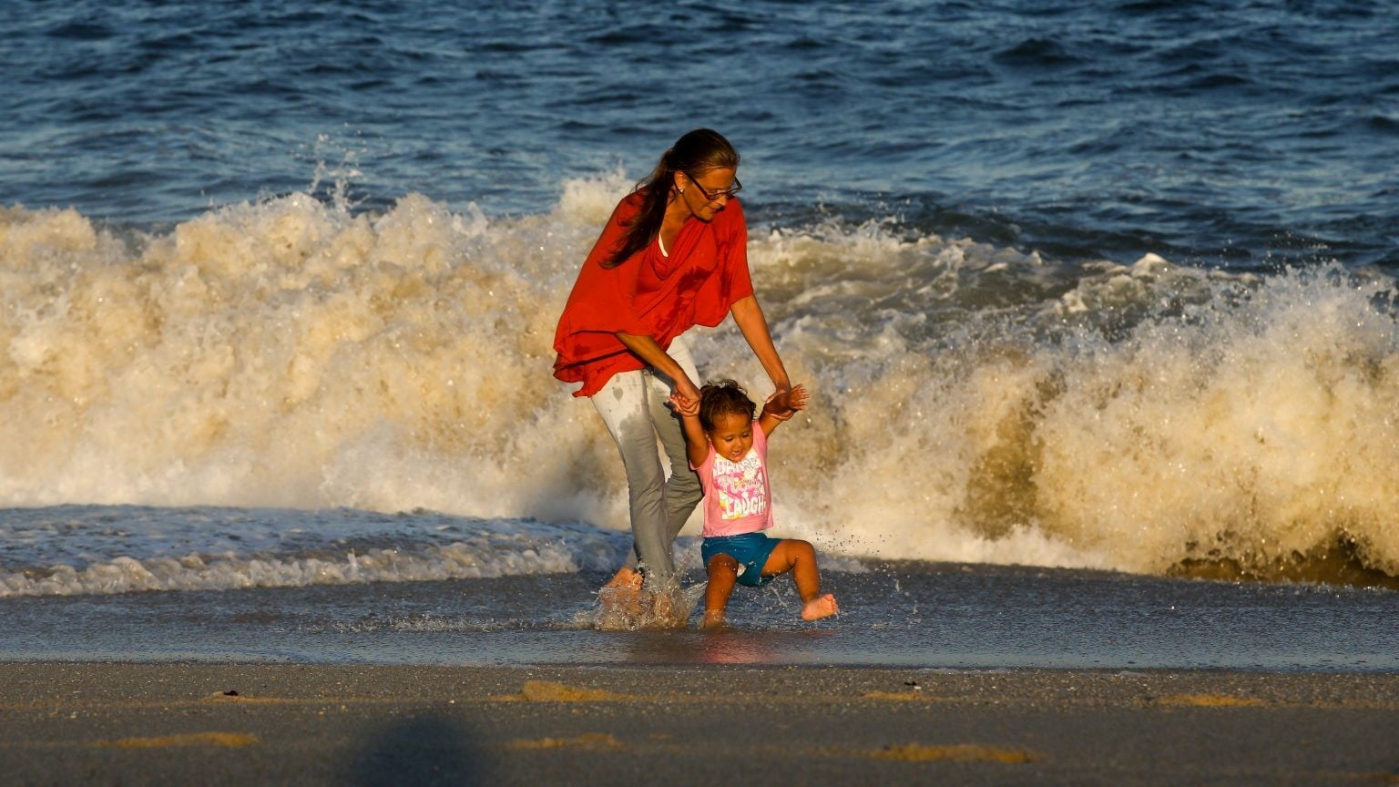 Woman and Child on Beach