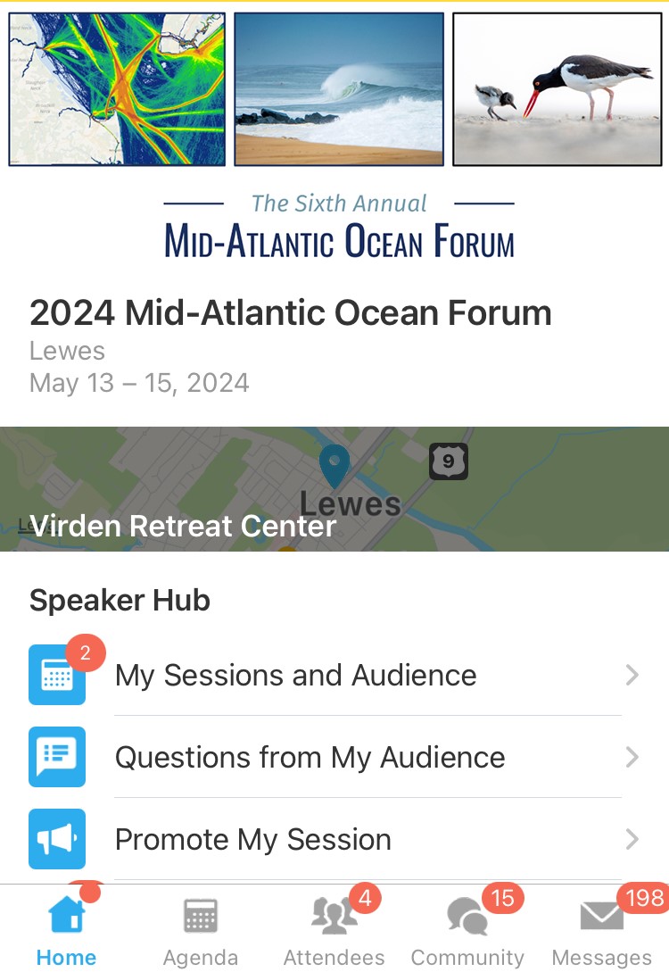 Whova conference app screen