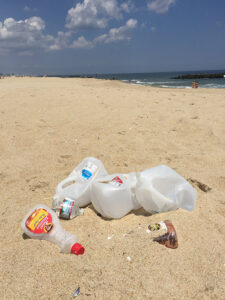 Trash on a beach