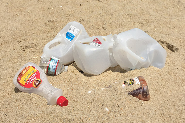 Trash on a beach